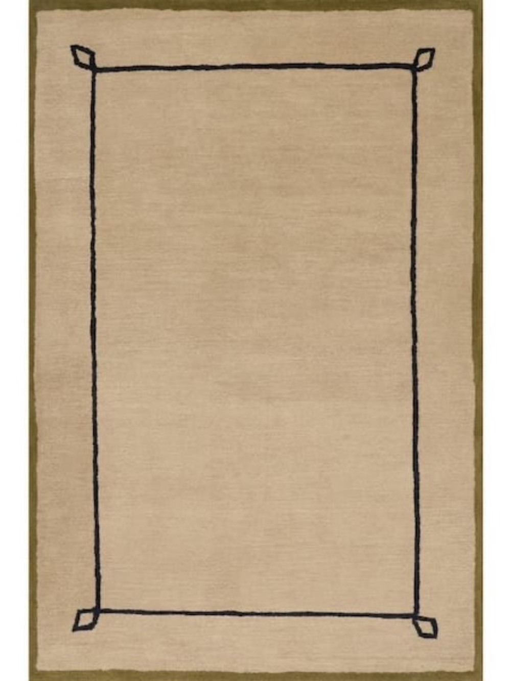 Neutral Beige Area Rug with Black Framed Border